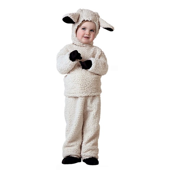 Coerni Kids Sheep Costume Little Lamb Costume Toddler Fuzzy Long Sleeve Top + Pants + Hat + Gloves + Socks Christmas Pajamas