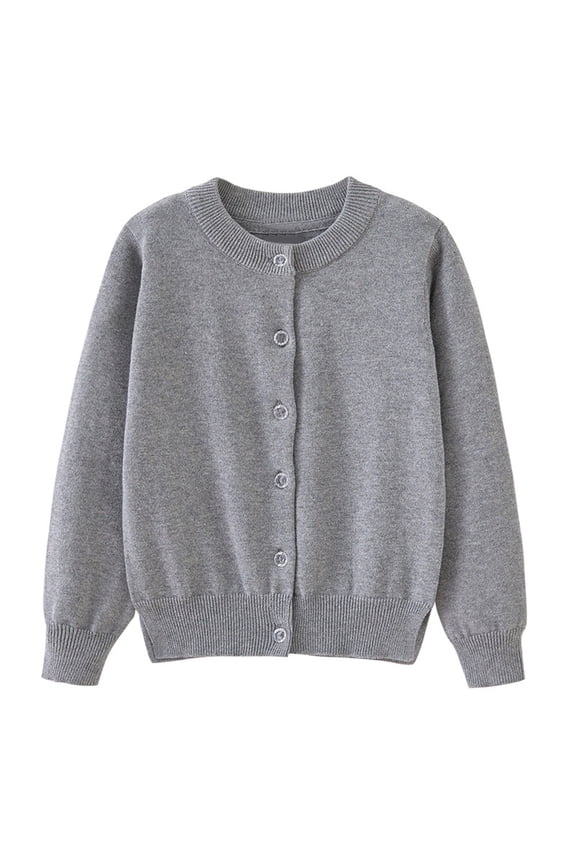 Coerni Kids Spring Fall Clothes Button-Up Cardigan Sweaters Basic Solid Long Sleeve Knitwear Tops Little Girls School Sweaters