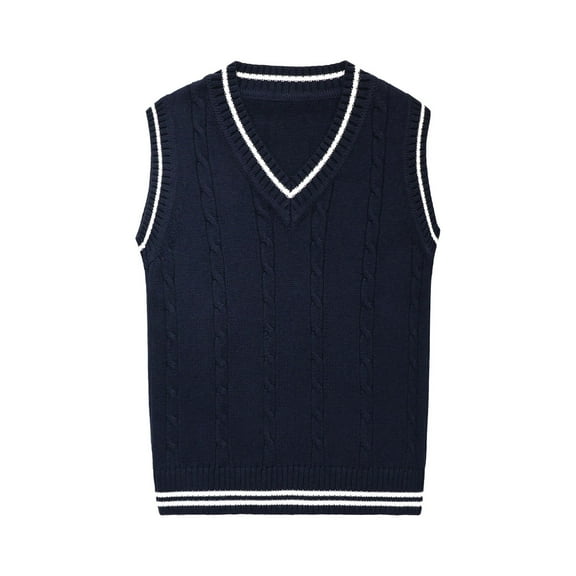 Coerni Kids Sweater Vest Autumn Winter V Neck Sweater School Knitwear for Boys Girls Toddler Sleeveless Warm Knit Pullover Top