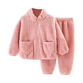 thumbnail image 1 of Coerni Kids Sweatsuits Outfit Baby Girl Clothes Toddler 2024 Fall Winter Outfits Full Zip Fleece Coat Plush Pants Set, 1 of 7