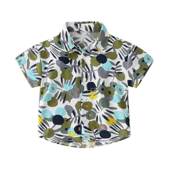 Coerni Kids Toddler Baby Girls Spring Summer Print Short Sleeve Collar Shirts Kids Sports Wear Girls