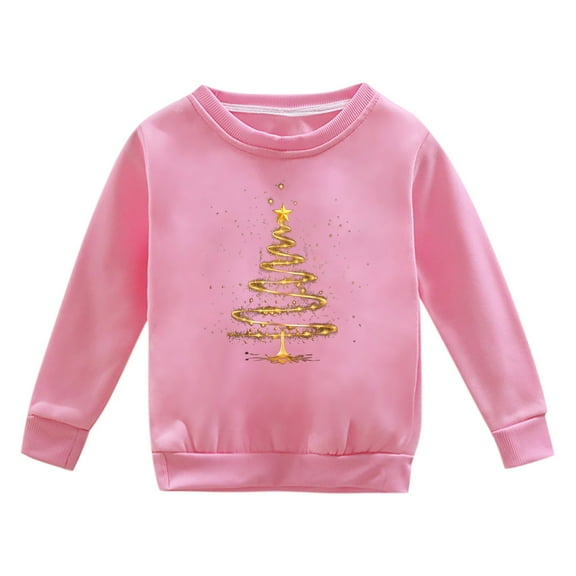 Coerni Kids Toddler Boys Girls Christmas Sweatshirt Baby Long Sleeve Sweaters Xmas Tree Crewneck Pullover Tops Xmas Clothes