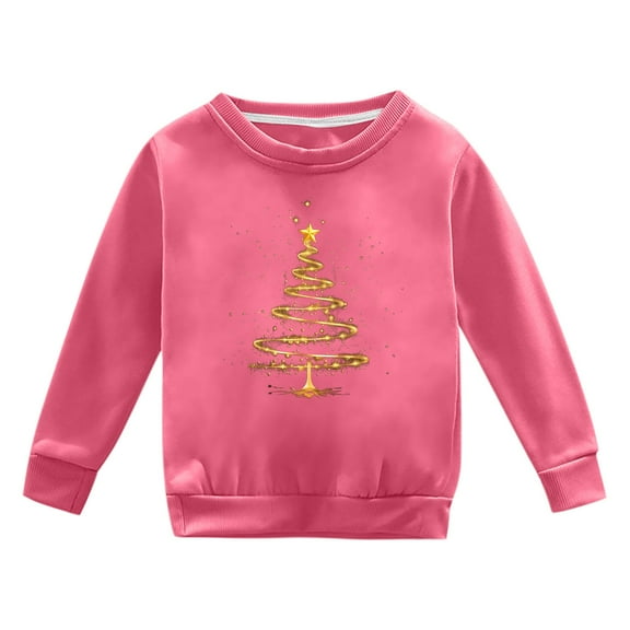 Coerni Kids Toddler Boys Girls Christmas Sweatshirt Baby Long Sleeve Sweaters Xmas Tree Crewneck Pullover Tops Xmas Clothes