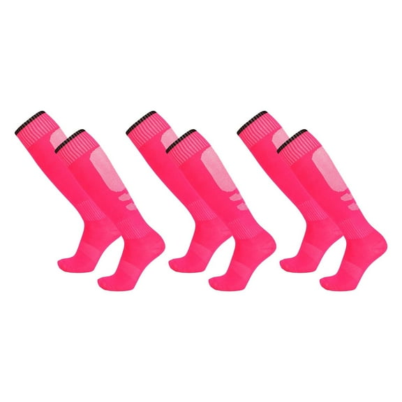 Coerni Kids Toddler Soccer Socks 3 Pairs Knee High Striped Tube Soccer Socks for 5 12 Years Old Unisex Breathable Sports Running Or Training Big Girls No Show Socks