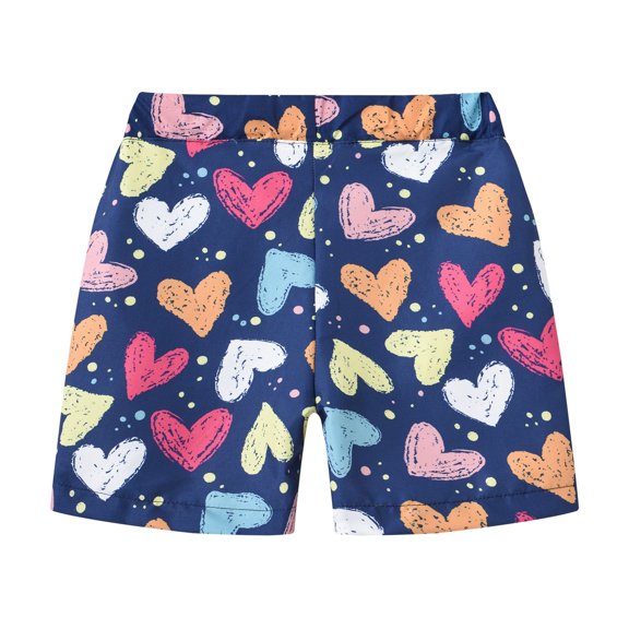 Coerni Kids Vacation Boho Shorts Pants Girls UPF 50 Quick-Dry Beach Elastic Waist Cute Cartoon Printing Beach Pants