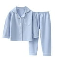 thumbnail image 1 of Coerni Kids Velvet Pajamas Toddler Button-Down Solid Long-Sleeve T-Shirt Top + Pants 2PCS Christmas Outfits Clothes, 1 of 9