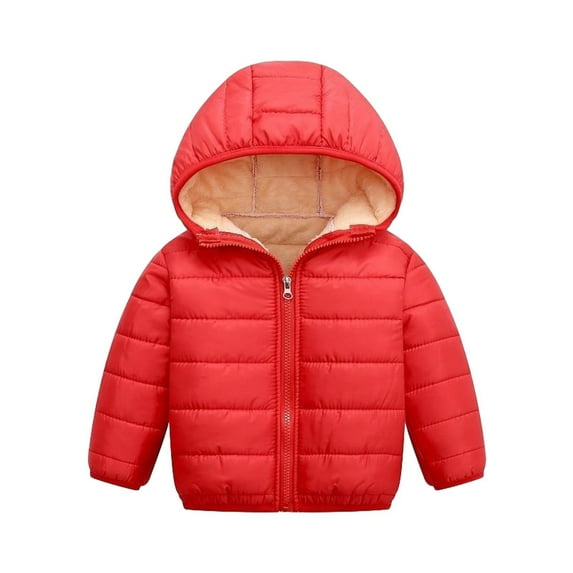 Coerni Kids Winter Down Jacket Toddler Girls Boys Long Sleeves Padded Puffer Jacket Zipper Hooded Outdoor Snow Jacket