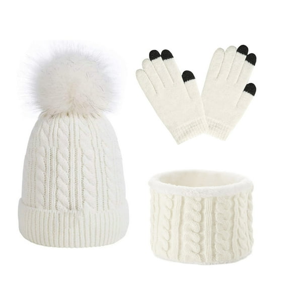 Coerni Kids Winter Hat Gloves Scarf Set Slouchy Beanie Hats Warm Winter Glove Beanie Cap Lined Knit Thick Neckerchief Boy Baseball Hat