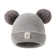 thumbnail image 1 of Coerni Kids Winter Pompom Hat Knitted Ski Hat Double Pom Cap for Girls Boys Vintage Ski Hat, 1 of 7