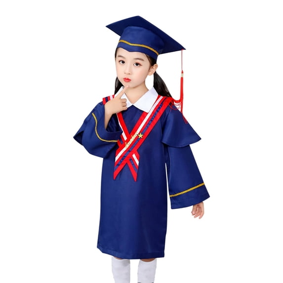 Coerni Kindergarten Graduation Cap Gown Stole Package with 2024 Tassel, Toddler Girls Boys Graduation Photo Graduation Dress 2pc