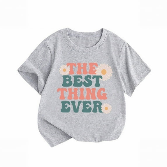 Coerni Kods Comfy Tees Toddler Boys Girls THE BEST THING EVER Cartoon Print Boys Girls Tops Summer Short Sleeve T Shirt
