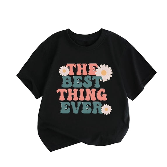 Coerni Kods Comfy Tees Toddler Boys Girls THE BEST THING EVER Cartoon Print Boys Girls Tops Summer Short Sleeve T Shirt