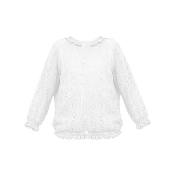 Coerni Little Girls Knit Cardigan Sweater for Toddler Baby Ruffle Long Sleeve Button up Sweater Jacket Outwear Top Spring