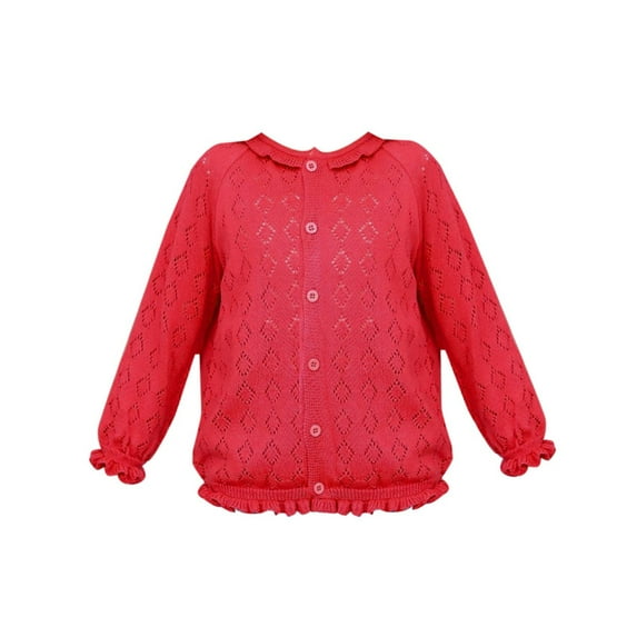 Coerni Little Girls Knit Cardigan Sweater for Toddler Baby Ruffle Long Sleeve Button up Sweater Jacket Outwear Top Spring