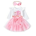 thumbnail image 1 of Coerni My 1st Valentines Day Outfits Baby Girls Cute Heart Romper Tulle Tutu Skirt Set Bowknot Headband Ruffle Dress 𝐎nesie Suit, 1 of 5