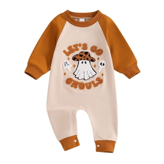 Coerni My First Halloween Jumpsuits Children Embroidered Crawling Suit Boys Button Romper Overalls Cute Sweatsuit
