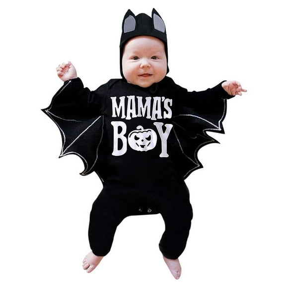 Coerni My First Halloween Outfit New Born Baby Boy Girl 𝗖osplay Clothes Toddler Bat 𝗖ostume Hooded Romper Jumpsuit Playsuit