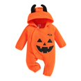 thumbnail image 1 of Coerni My First Halloween Romper Baby Boy Stripe Long Sleeve Hooded Jumpsuit Hat Halloween Clothes Set Kids Cosplay Jumpsuit, 1 of 9