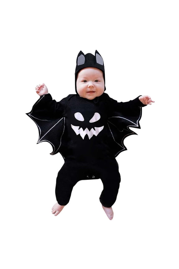 Coerni New Born Baby Boy Girl Bat 𝗖ostume Toddler Bat 𝗖osplay 𝗖ostume Bodysuit Romper Hooded Jumpsuit Unisex Outfits Set