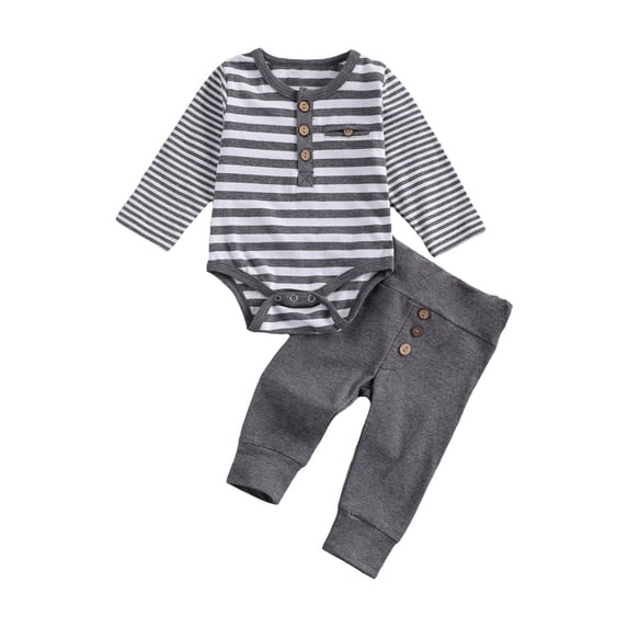 Coerni New Born Baby Boy Girl Clothes Set Cotton Long Sleeve Romper Long Pants Striped Color Fall Winter Outfits