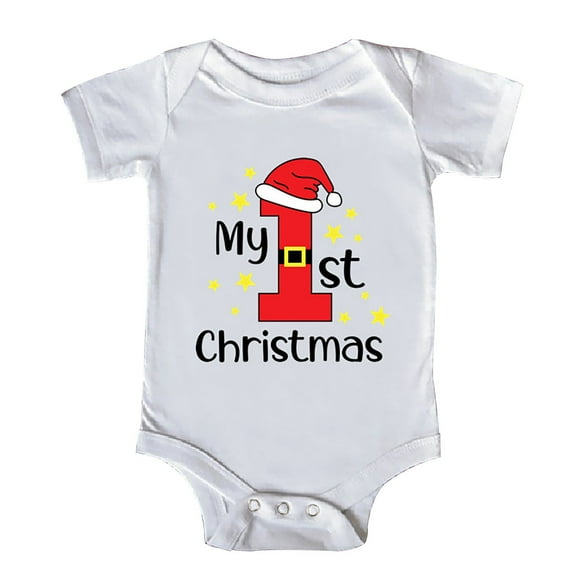 Coerni New Born Baby Boy Girl My First Christmas Romper Jumpsuit Toddler Reindeer Short Sleeve Playsuit Casual Xmas Clothes