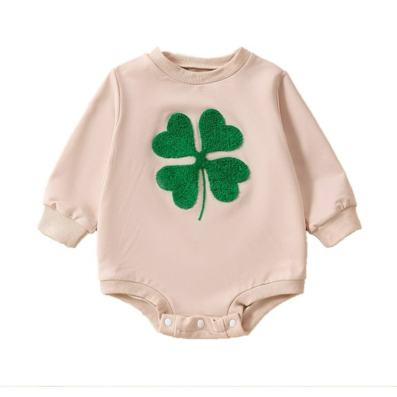 Coerni New Born Baby Boy Girl St.Day Romper Sweatshirt Embroidery Oversized Long Sleeve Crewneck Outfit Festival Clothes