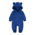 thumbnail image 1 of Coerni New Born Baby Boys Solid Romper Long Sleeve Cute Bodysuit with Pockets Girl Footie Snowsuit Clothes Bear Ears Hooded, 1 of 6