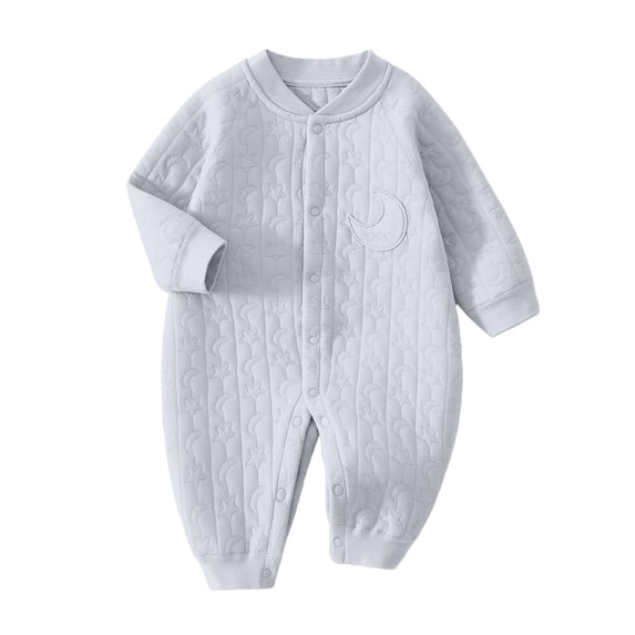 Coerni New Born Baby Cotton Outfits Romper Cute Star Jumpsuit Long Sleeve Button Down Bodysuit Overalls Plain Baggy Footless Onesie