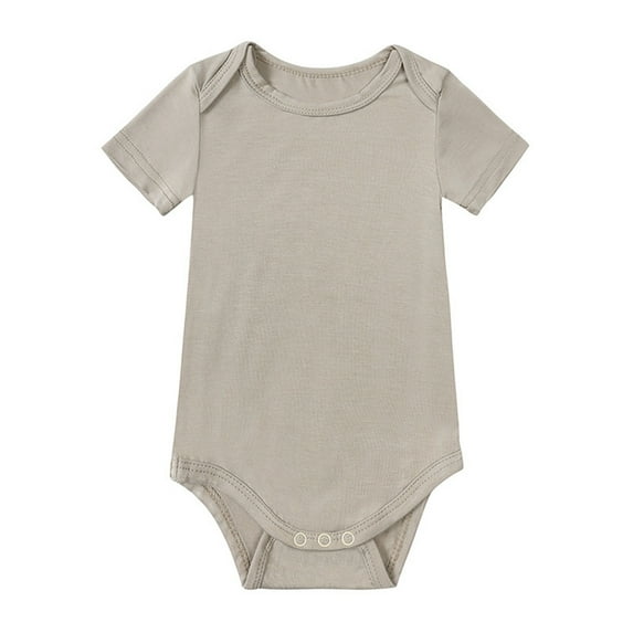 Coerni New Born Baby Girls Cotton Solid Color Romper Short Sleeve Round Neck Bodysuit Soft Comfort Summer Clothes