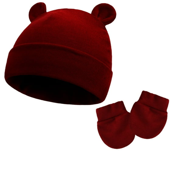 Coerni New Born Baby Hats Mittens Set for Boys Girls Outdoor Snow Hat Beanie Toddler Caps Baby Cotton Beanies Gloves