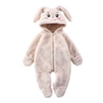 thumbnail image 1 of Coerni New Born Baby Rabbit Ears Onesie Boys Girls Sherpa Fleece Romper Cute Bunny Halloween Animal Jumpsuit Hooded Fuzzy Snowsuit, 1 of 4