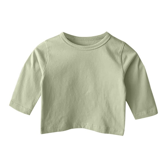 Coerni New Born Baby Soft Crewneck Tee Tops Boys Girls Long Sleeve Basic Layering T-Shirt Toddler Comfort Fall Winter Clothes
