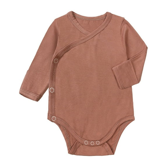 Coerni New Born Boys Girls Cotton Solid Color Romper Long Sleeve Button Down Crawled Suit Comfort Summer Clothes