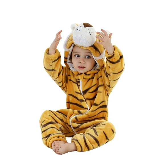Coerni New Born Flannel Jumpsuit Cute Animal Fleece Hooded Romper Warm Zip up Thick Suit Baby Bodysuit Halloween Crawling Overall