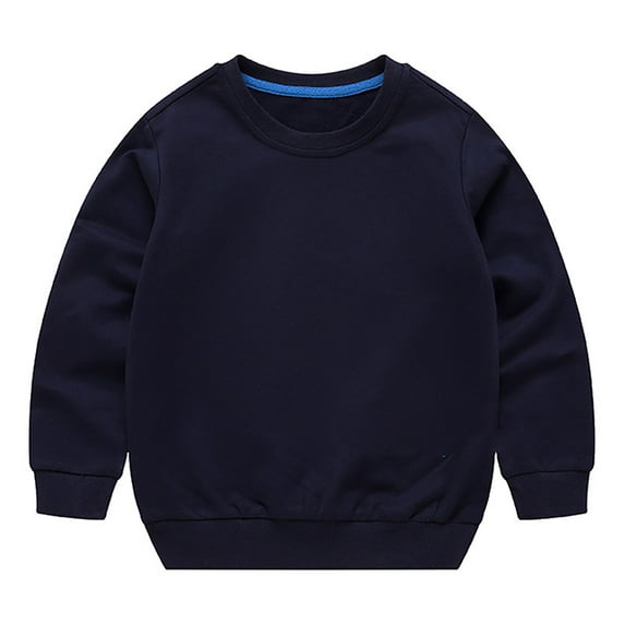 Coerni New Born Fleece Tops Toddler Boys Girls Solid Color Long Sleeve Round Neck Pullover Sweatshirt Fall Winter Clothes