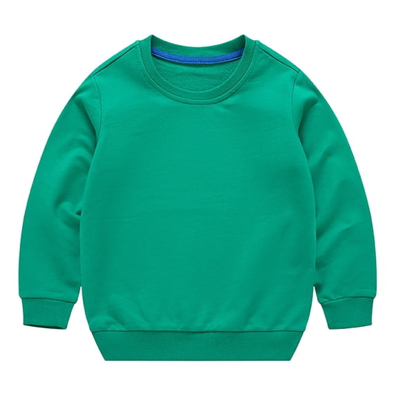 Coerni New Born Fleece Tops Toddler Boys Girls Solid Color Long Sleeve Round Neck Pullover Sweatshirt Fall Winter Clothes