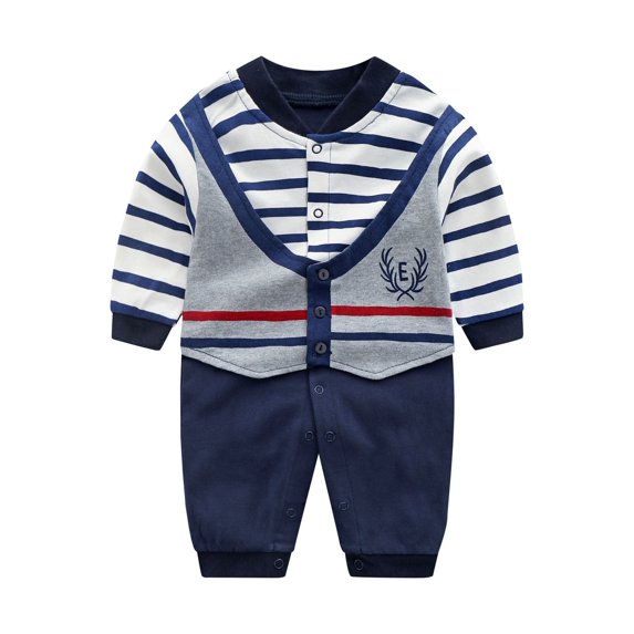 Coerni New Born Gentleman One Piece Long Sleeve Baby Boys Gentleman Formal Tuxedo Outfit Suit First Birthday Clothes