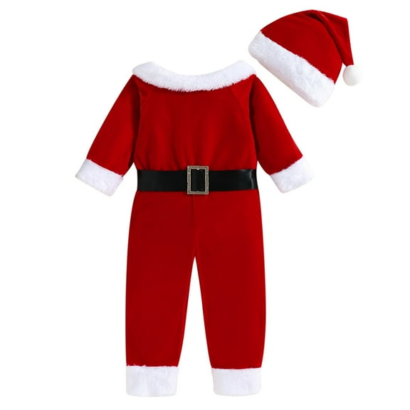 Coerni New born Toddler Baby Girl Christmas Clothes Santa Red Velvet Rompers Jumpsuits Toddler Baby Christmas Onesie Set