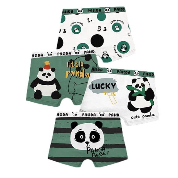 Coerni Pack of 4 Toddler Boys Organic Cotton Cute Panda Pattern Bo𝐱er Briefs Kids Elastic Waist Comfy Panties Briefs