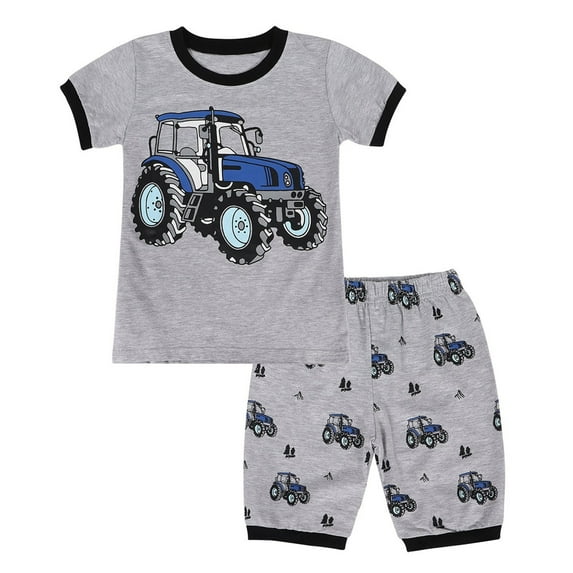 Coerni Pajama Set Toddler Baby Boys Summer Short Sleeve Dinosaur T Shirts Tops Shorts Outfits Clothes Set 2 to 7 Years