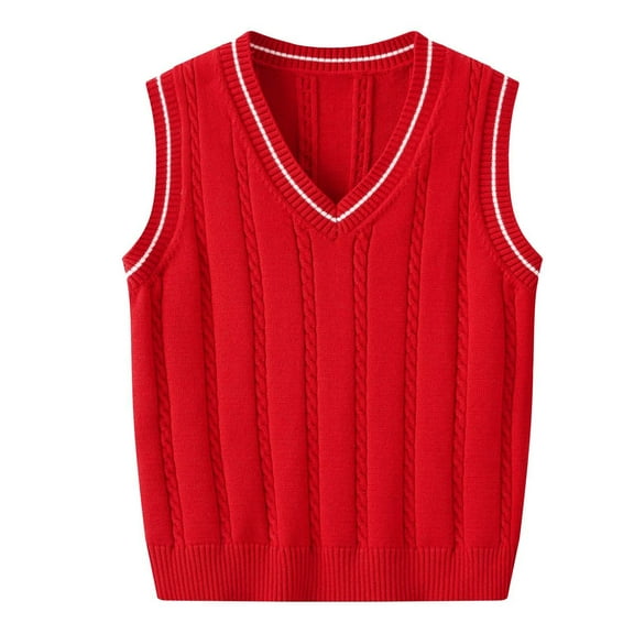 Coerni Boys Sweater Vest Cable Knit V-Neck Knitted Uniform Toddler Kids Girls Clothes Dress Vest V Neck Cute Tank Tops
