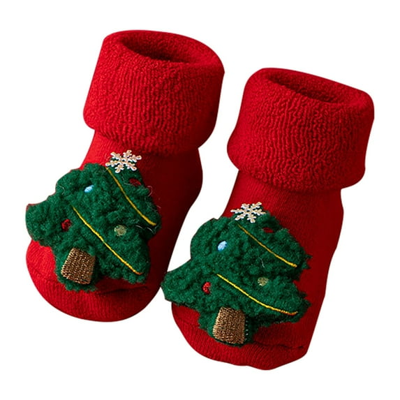 Coerni Rattle Socks Baby Christmas Baby Socks Little Boy Girl Christmas Socks Baby Non Slip First Socks With 3D Motifs Baby Winter Socks