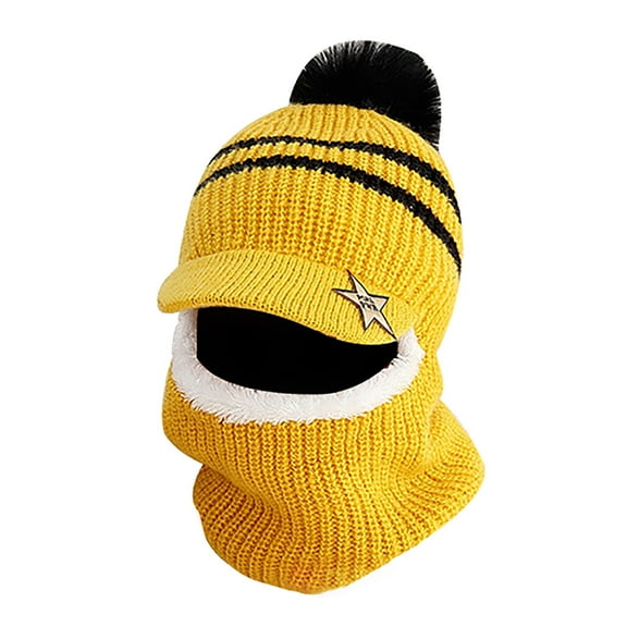 Coerni Scarf Toddler Ski Knitted Earflap Windproof Thick Winter Hat Kids Hood Warm Baby Thermal Cycling Caps Hat Kids Hat Little Boy Hats