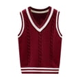 thumbnail image 1 of Coerni School Uniform Boys and Toddler V-Neck Cable Knit Sweater Vest Kid Girls Solid Sleeveless Pullover 2025 Comfy Sweater Vest, 1 of 8