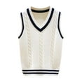 thumbnail image 1 of Coerni School Uniform Boys and Toddler V-Neck Cable Knit Sweater Vest Kid Girls Solid Sleeveless Pullover 2025 Comfy Sweater Vest, 1 of 8