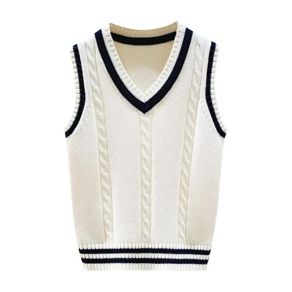 Coerni School Uniform Boys and Toddler V-Neck Cable Knit Sweater Vest Kid Girls Solid Sleeveless Pullover 2025 Comfy Sweater Vest