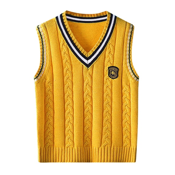 Coerni School Uniform Sweater Vest for Boys Spring & Fall Trendy Layering Knitted Sleeveless Tops Kids Back to School Daily Wear