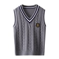 thumbnail image 1 of Coerni School Uniform Sweater Vest for Boys Spring & Fall Trendy Layering Knitted Sleeveless Tops Kids Back to School Daily Wear, 1 of 5