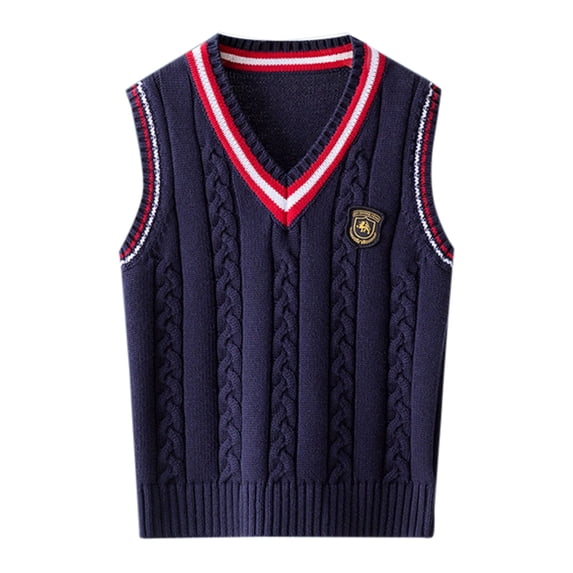 Coerni School Uniform Sweater Vest for Boys Spring & Fall Trendy Layering Knitted Sleeveless Tops Kids Back to School Daily Wear
