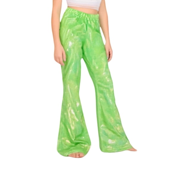 Coerni Sequin Pants for Girls Metallic Flare Leggings Pants Teen Dance Bell Bottoms Shiny Glitter Clubwear Sparkly Hip Hop Joggers